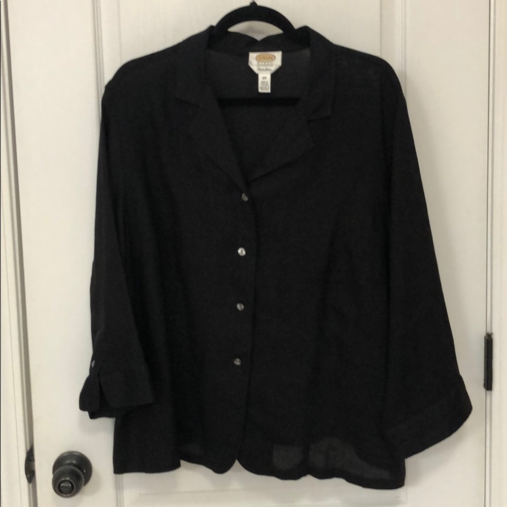 Talbots woman 18w Irish Lenin black blouse